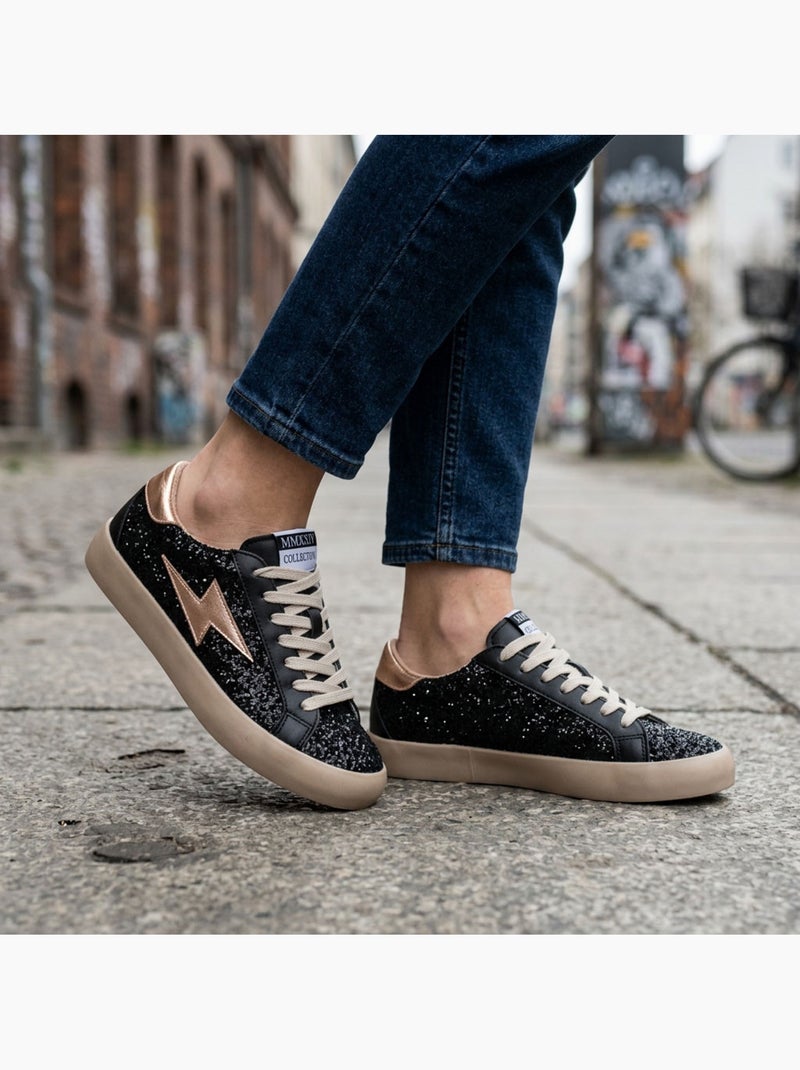 Zapatillas Glitter Plataforma Rayo Mujer OZABI MMXXIV Negro - Kiabi