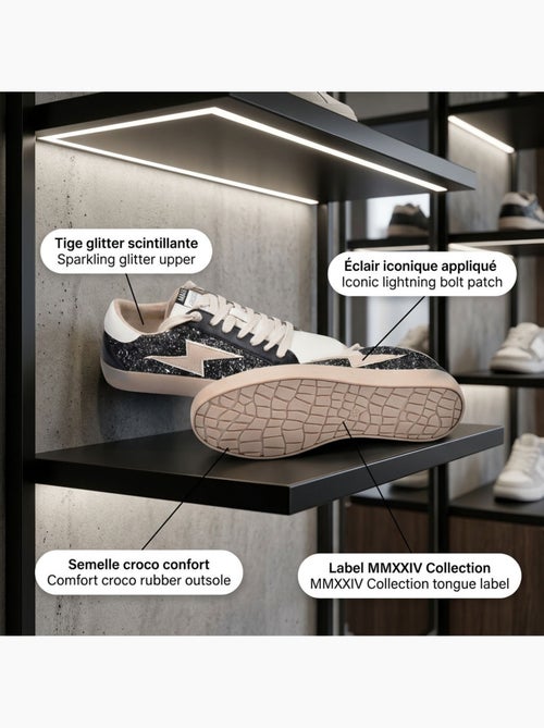 Zapatillas Glitter Plataforma Rayo Mujer OZABI MMXXIV - Kiabi Zapatillas Glitter Plataforma Rayo Mujer OZABI MMXXIV - Kiabi