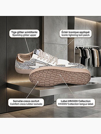 Zapatillas Glitter Plataforma Rayo Mujer OZABI MMXXIV