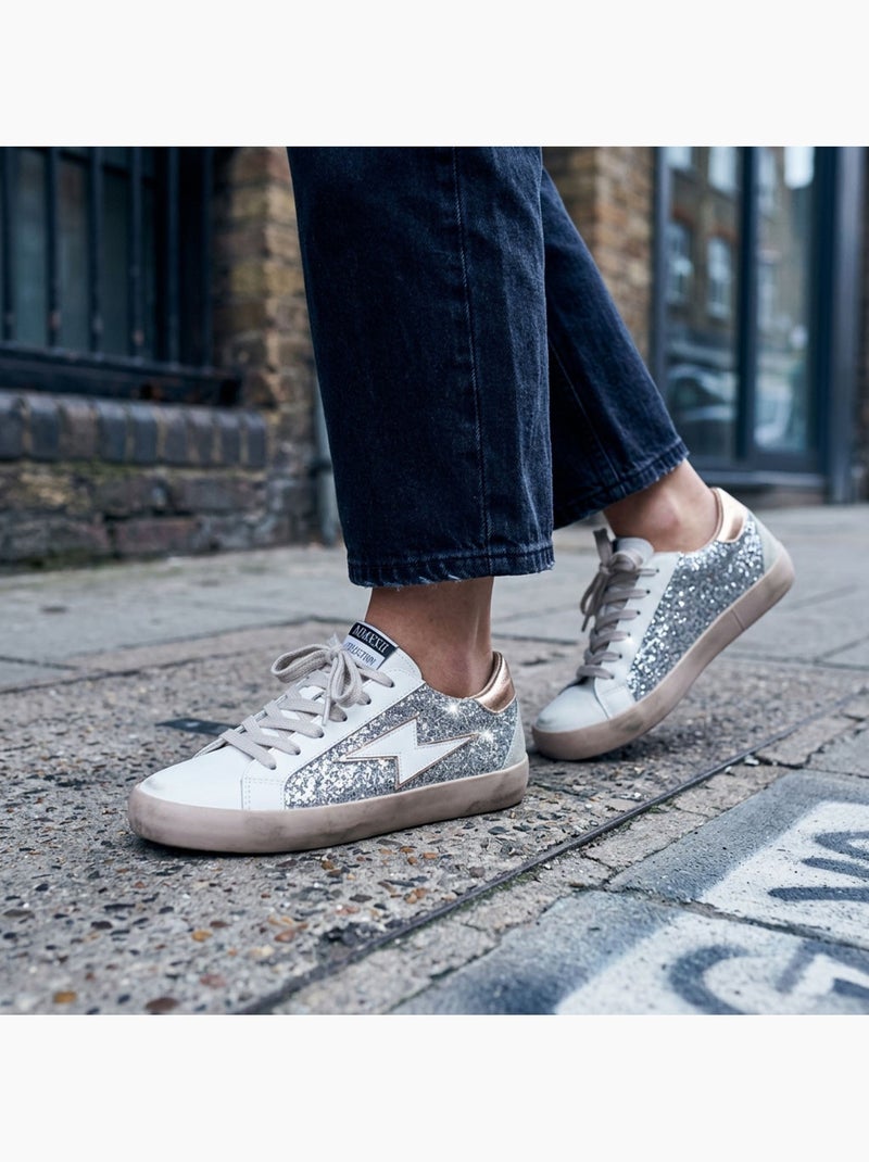 Zapatillas Glitter Plataforma Rayo Mujer OZABI MMXXIV Plata - Kiabi