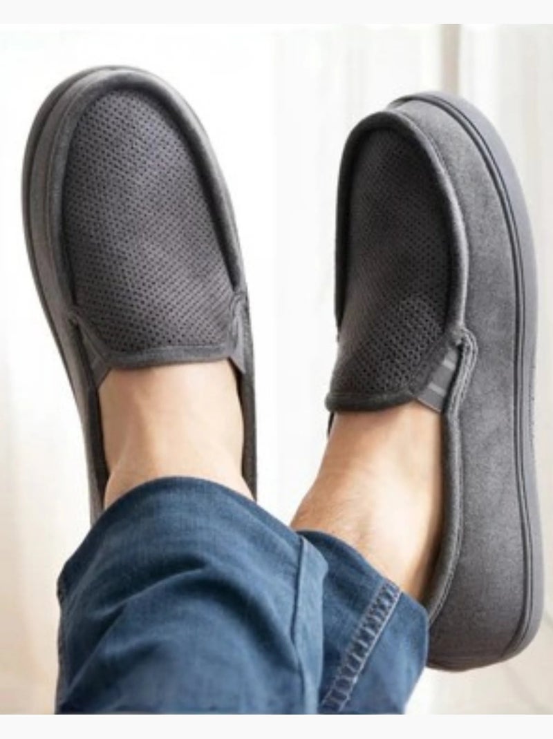 Zapatillas mocasines parte superior de terciopelo y suela hombre Isotoner Gris - Kiabi