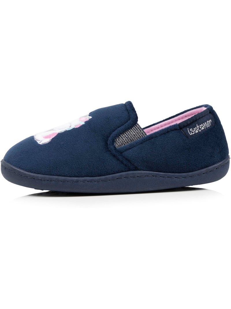 Zapatillas mocasines terciopelo, ajuste flexible, fácil de niña Azul marino - Kiabi