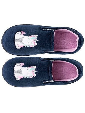 Zapatillas mocasines terciopelo, ajuste flexible, fácil de niña Isotoner