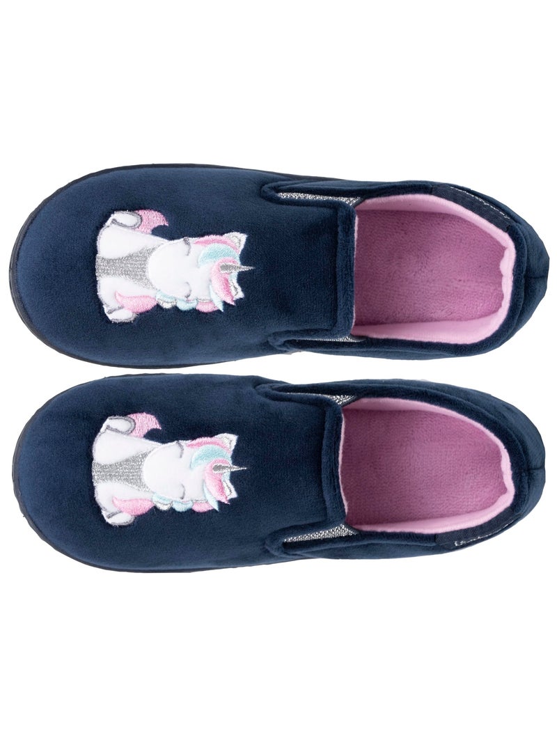 Zapatillas mocasines terciopelo, ajuste flexible, fácil de niña Isotoner Azul marino - Kiabi