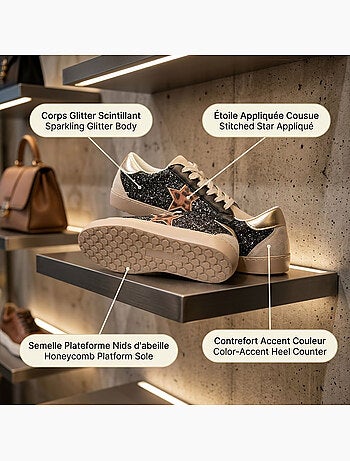 Zapatillas Mujer Estrella Glitter Plataforma MMXXIV OZABI