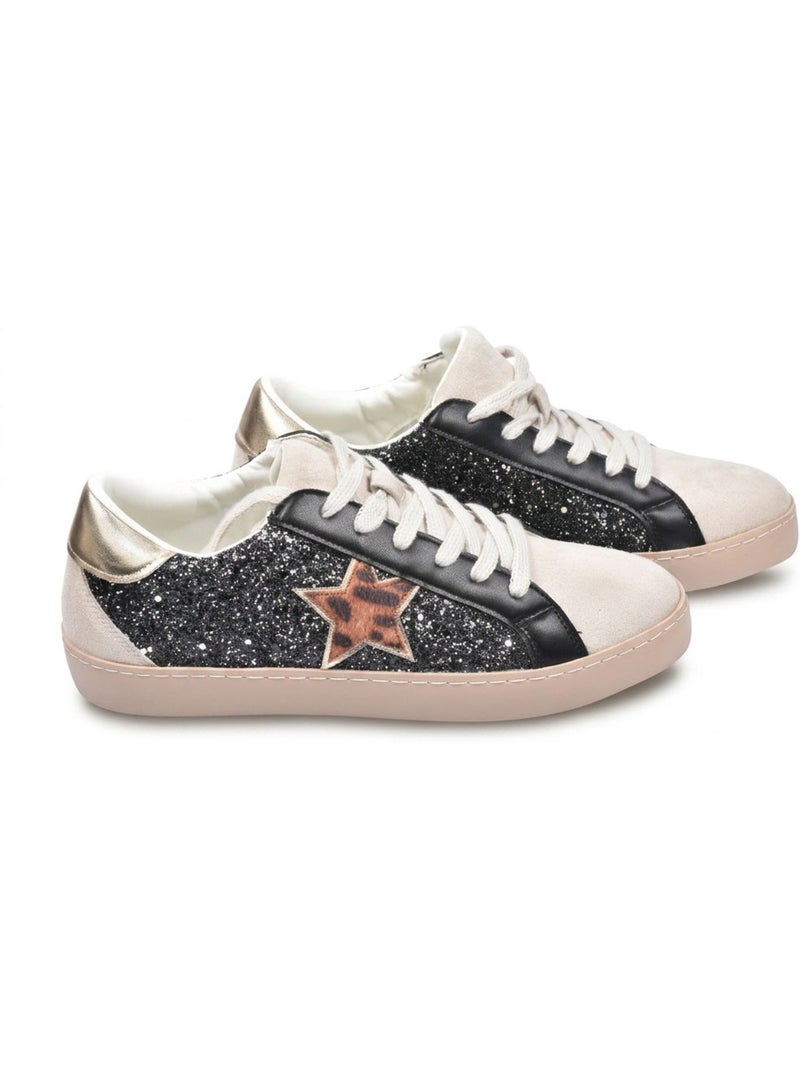 Zapatillas Mujer Estrella Glitter Plataforma MMXXIV OZABI Negro - Kiabi