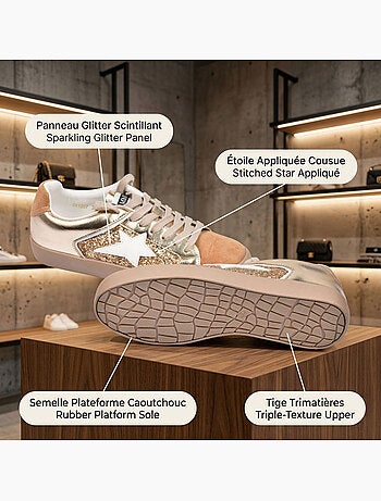 Zapatillas Mujer Glitter Estrella Plataforma MMXXIV OZABI