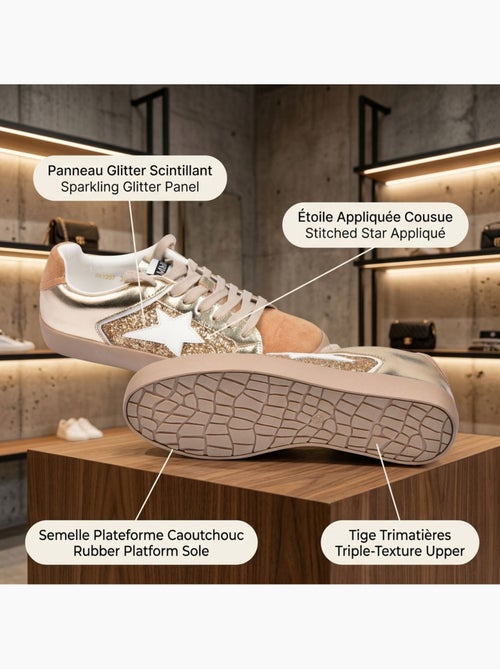 Zapatillas Mujer Glitter Estrella Plataforma MMXXIV OZABI - Kiabi Zapatillas Mujer Glitter Estrella Plataforma MMXXIV OZABI - Kiabi