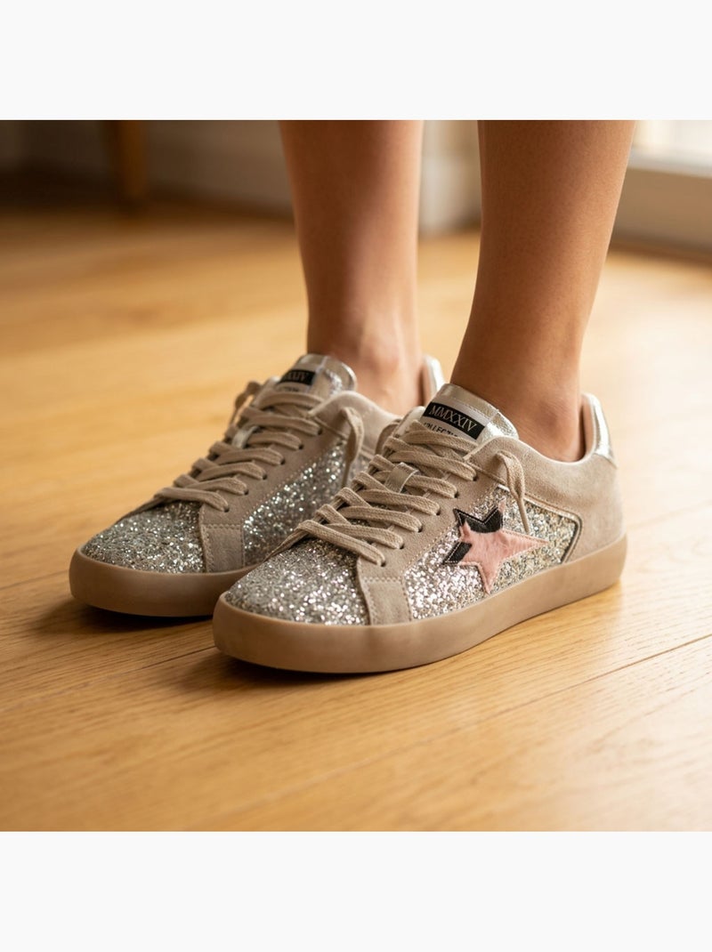 Zapatillas Mujer Glitter Estrella Plataforma MMXXIV OZABI Plata - Kiabi