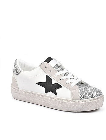 Zapatillas Mujer Glitter Estrella Plataforma Plata Oro OZABI