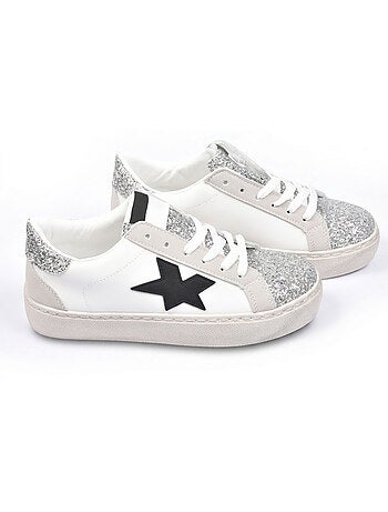 Zapatillas Mujer Glitter Estrella Plataforma Plata Oro OZABI