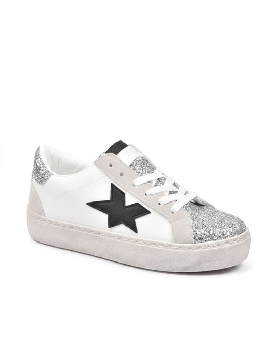 Zapatillas Mujer Glitter Estrella Plataforma Plata Oro OZABI - Kiabi Zapatillas Mujer Glitter Estrella Plataforma Plata Oro OZABI - Kiabi