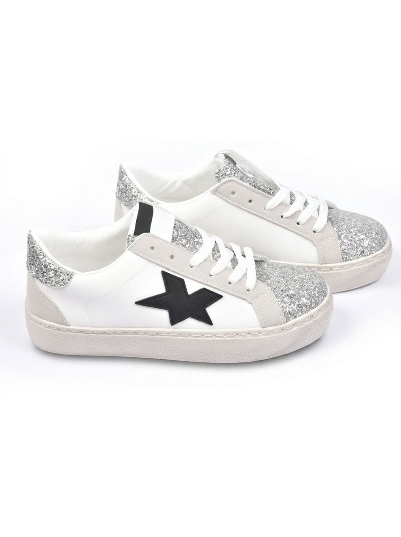 Zapatillas Mujer Glitter Estrella Plataforma Plata Oro OZABI Plata - Kiabi