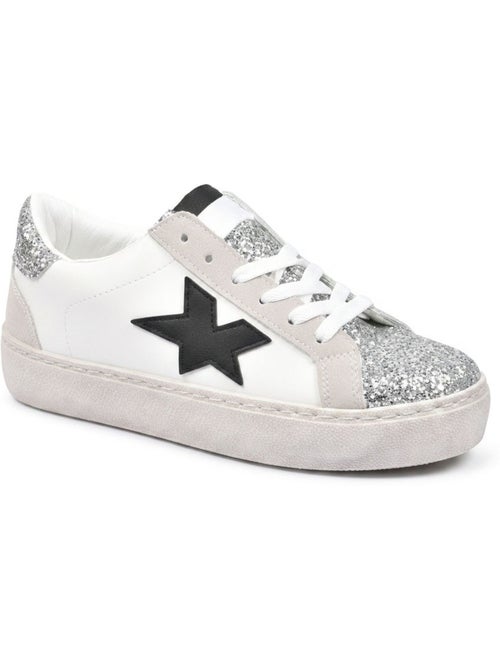 Zapatillas Mujer Plataforma Brillo Estrella OZABI Plateado Oro - Kiabi Zapatillas Mujer Plataforma Brillo Estrella OZABI Plateado Oro - Kiabi