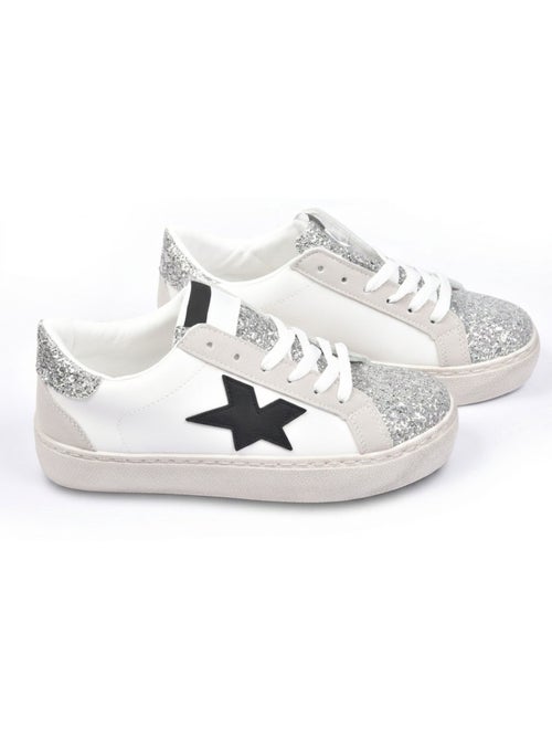 Zapatillas Mujer Plataforma Brillo Estrella OZABI Plateado Oro - Kiabi Zapatillas Mujer Plataforma Brillo Estrella OZABI Plateado Oro - Kiabi