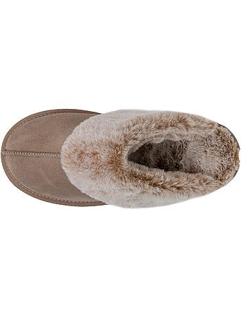 Zapatillas mules cálido cuero forrado mujer isotoner
