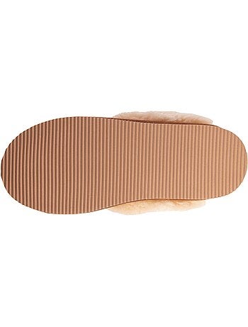 Zapatillas mules cálido cuero forrado mujer isotoner