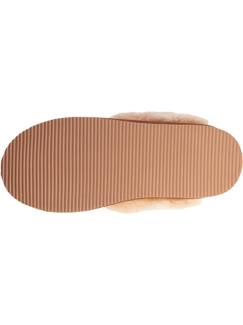 Zapatillas mules cálido cuero forrado mujer isotoner Camel - Kiabi