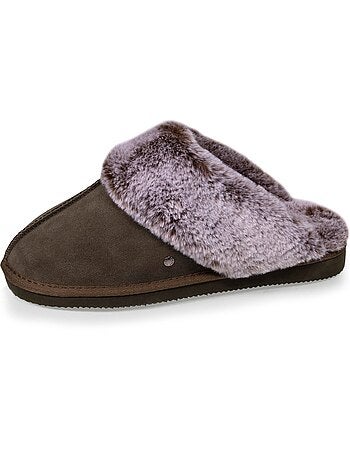 Zapatillas mules cálido cuero forrado mujer isotoner