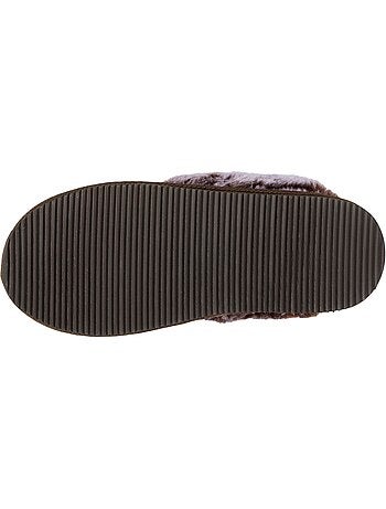 Zapatillas mules cálido cuero forrado mujer isotoner