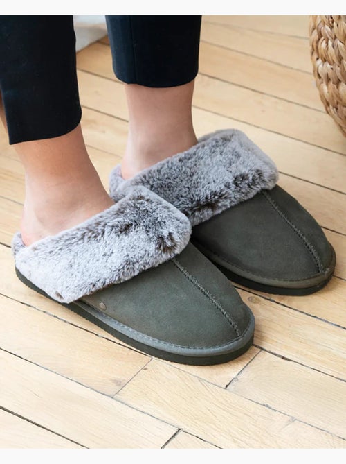 Zapatillas mules cálido cuero forrado mujer isotoner - Kiabi Zapatillas mules cálido cuero forrado mujer isotoner - Kiabi