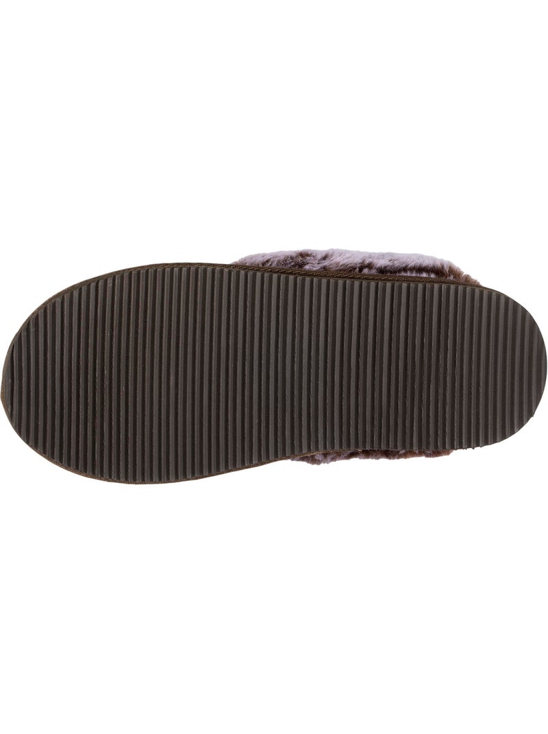 Zapatillas mules cálido cuero forrado mujer isotoner Caqui - Kiabi