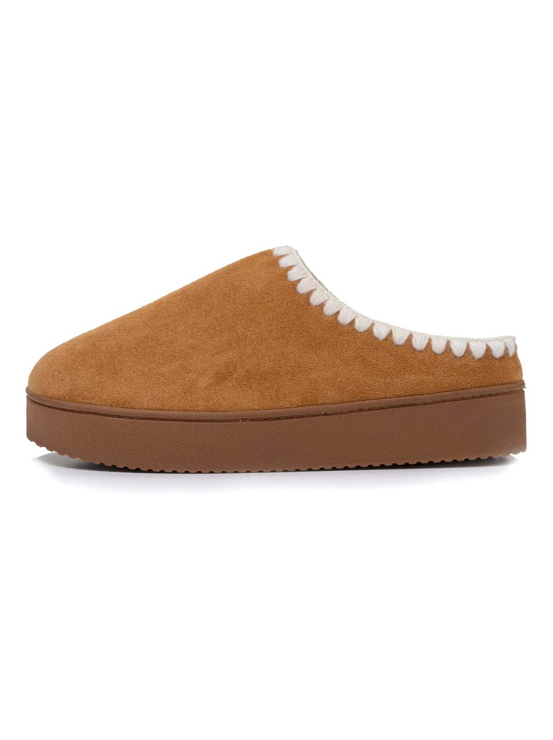 Zapatillas mules con tacón de cuña de 3,5 cm, muy cómodo mujer Isotoner Camel - Kiabi