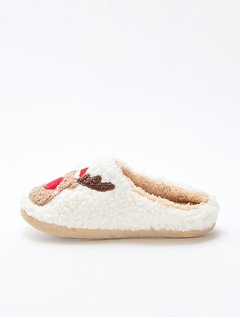 Zapatillas mules en material con efecto borreguito