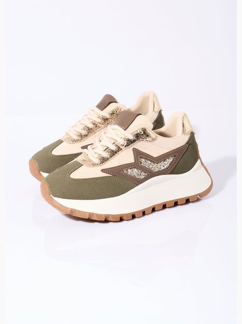 Zapatillas multimaterial con suela de cuña - AFIBEL - Kiabi