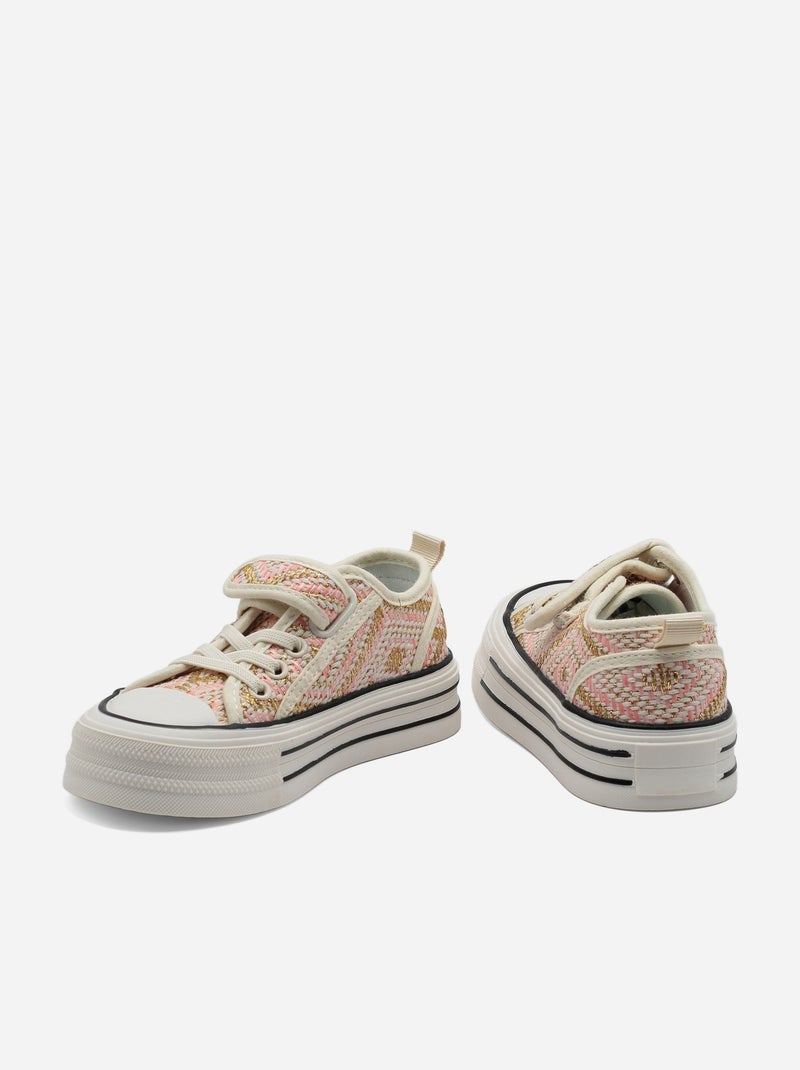 Zapatillas para ponerse - Rock and Joy Beige/Rosa - Kiabi