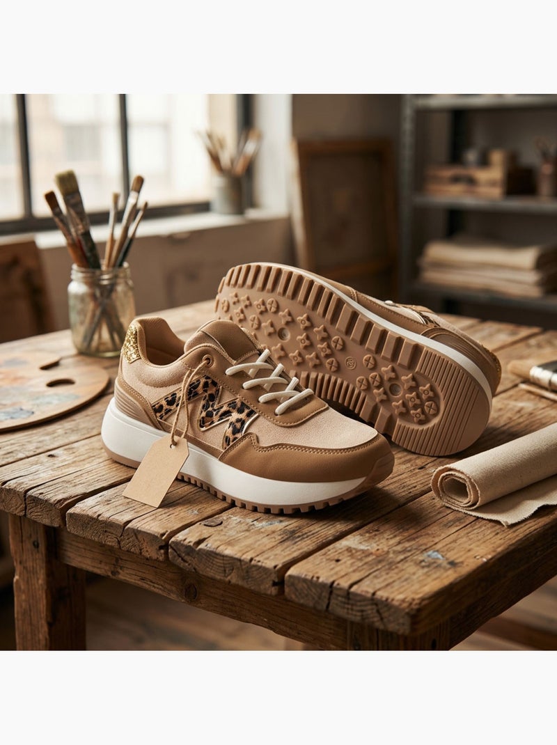 Zapatillas Runner Mujer Mesh Logo W 4 Colores OZABI Taupe - Kiabi