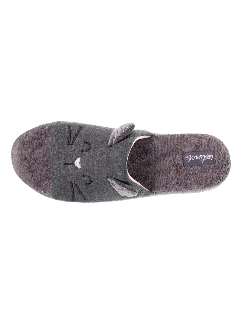 Zapatillas sandalias en jersey y suela con tacos mujer Isotoner Gris jaspeado - Kiabi
