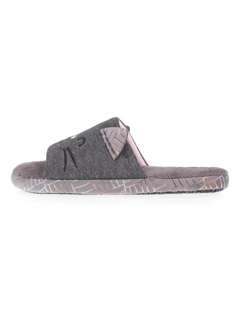 Zapatillas sandalias en jersey y suela con tacos mujer Isotoner Gris jaspeado - Kiabi