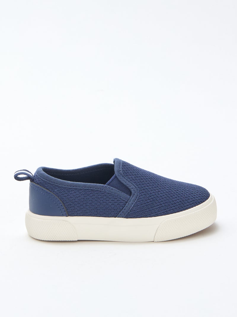 Zapatillas slip-on de malla lisa Azul - Kiabi