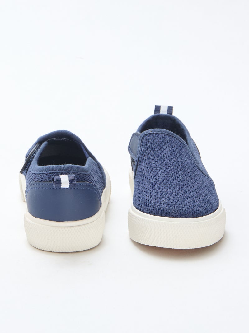 Zapatillas slip-on de malla lisa Azul - Kiabi
