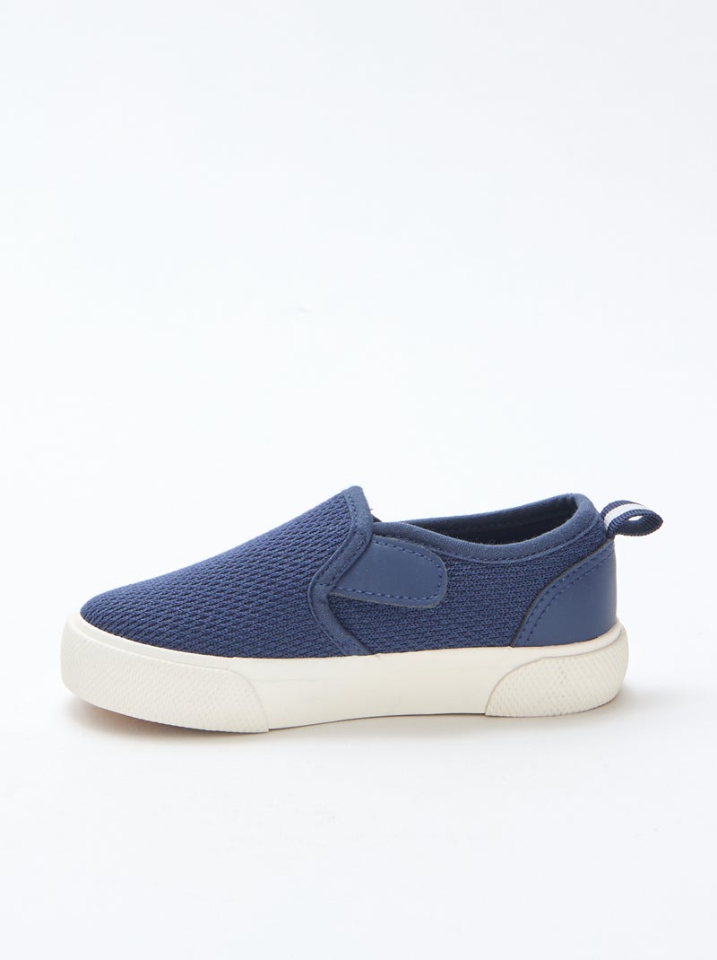 Zapatillas slip-on de malla lisa Azul - Kiabi
