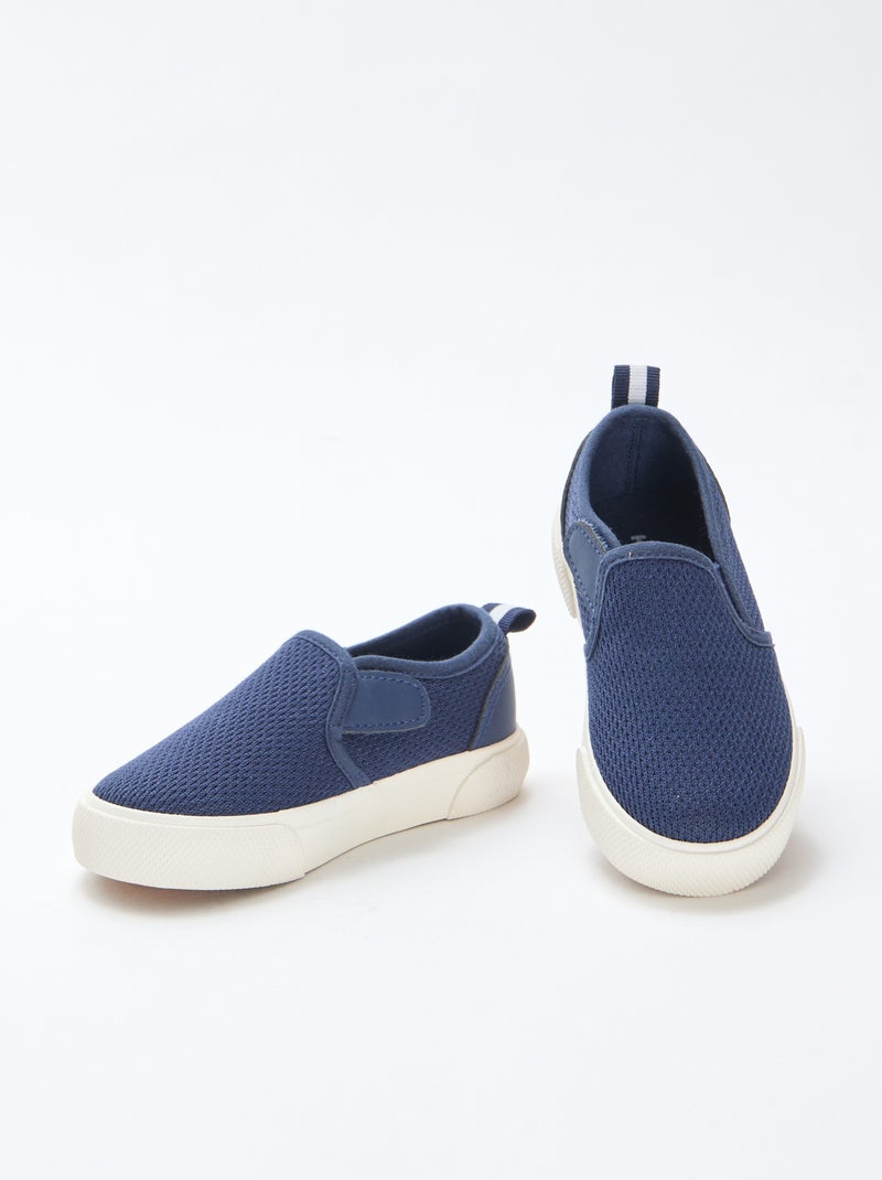 Zapatillas slip-on de malla lisa Azul - Kiabi