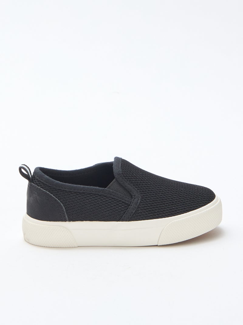 Zapatillas slip-on de malla lisa Negro - Kiabi