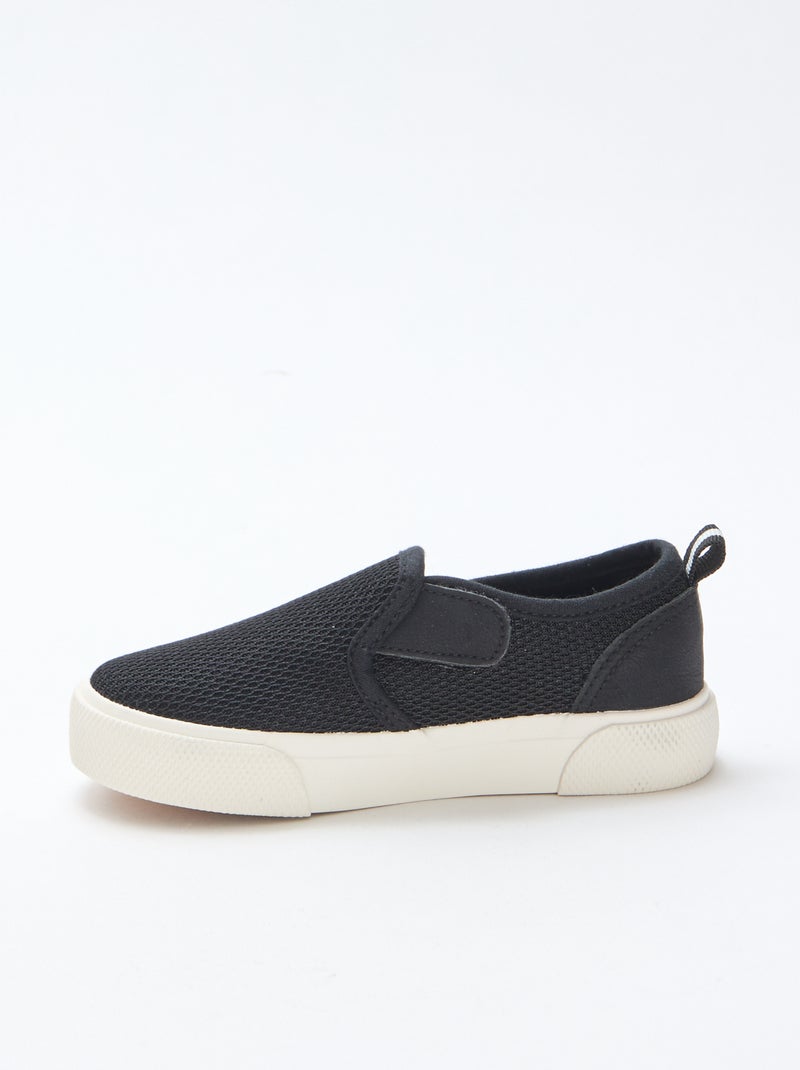 Zapatillas slip-on de malla lisa Negro - Kiabi