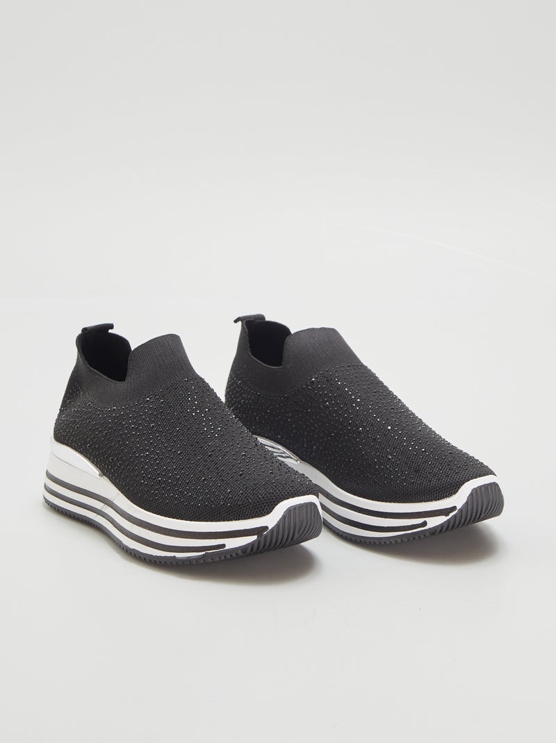 Zapatillas slip-on de malla NEGRO - Kiabi