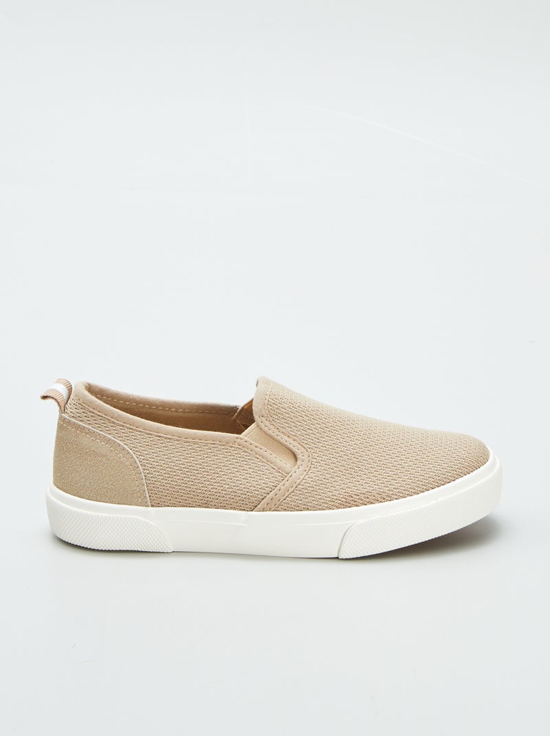 Zapatillas slip-on de tela BEIGE - Kiabi