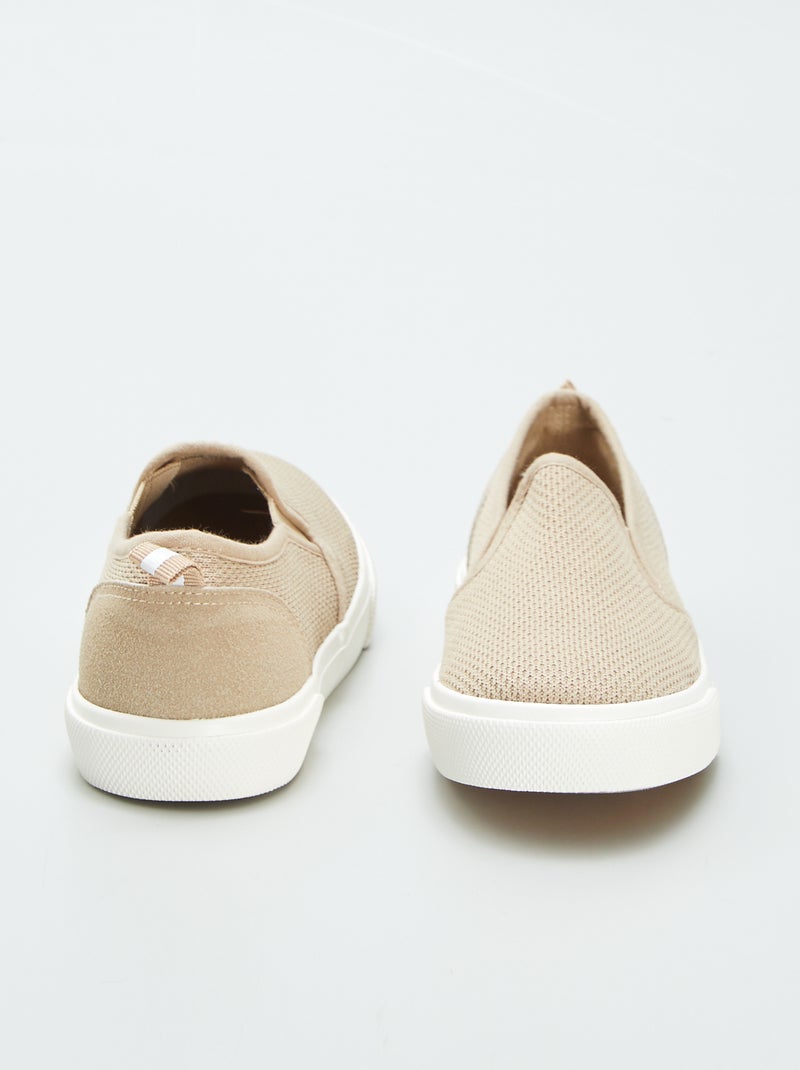 Zapatillas slip-on de tela BEIGE - Kiabi