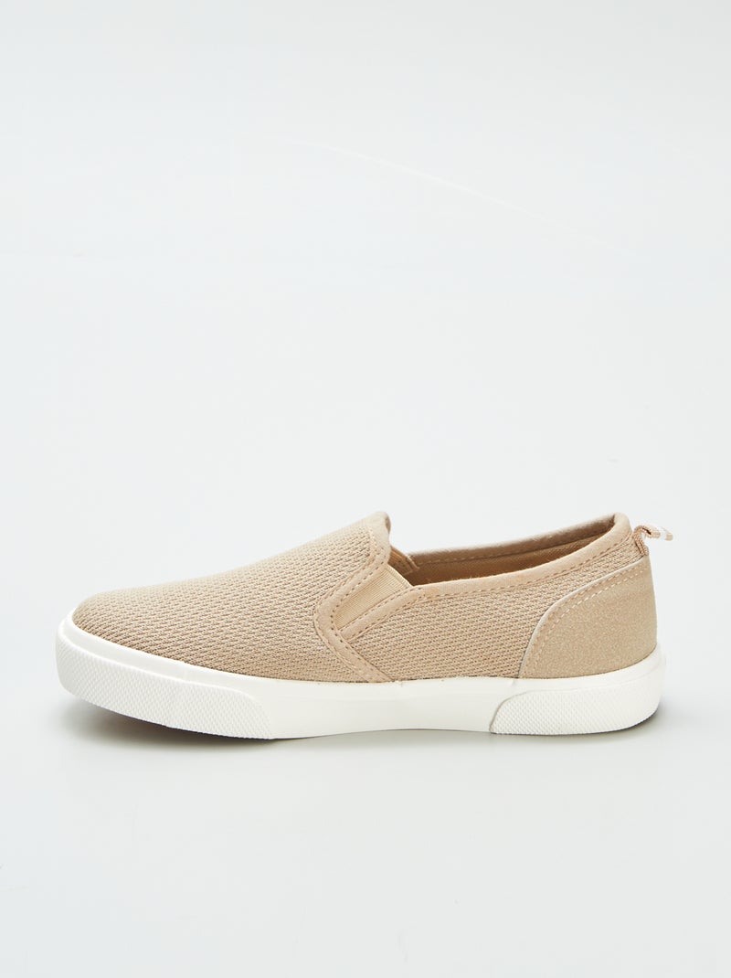 Zapatillas slip-on de tela BEIGE - Kiabi