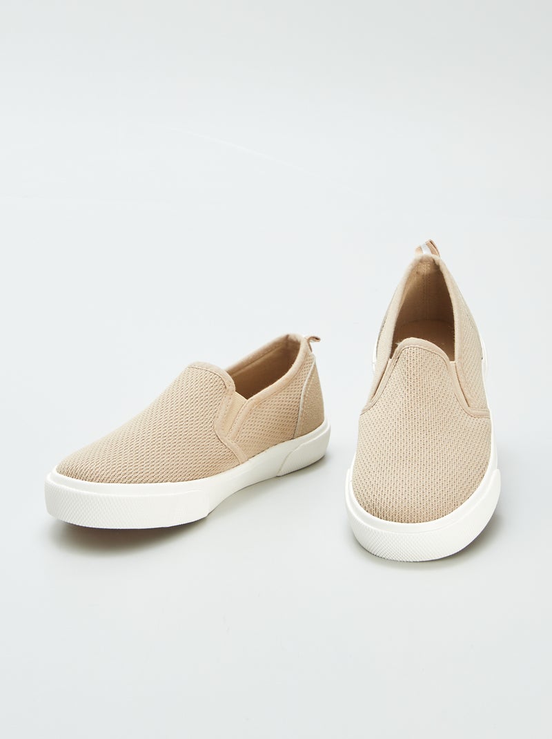 Zapatillas slip-on de tela BEIGE - Kiabi