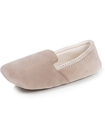 Zapatillas slippers terciopelo, suela de goma antideslizante mujer Isotoner
