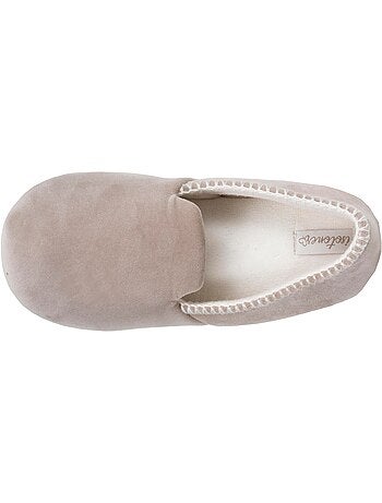Zapatillas slippers terciopelo, suela de goma antideslizante mujer Isotoner