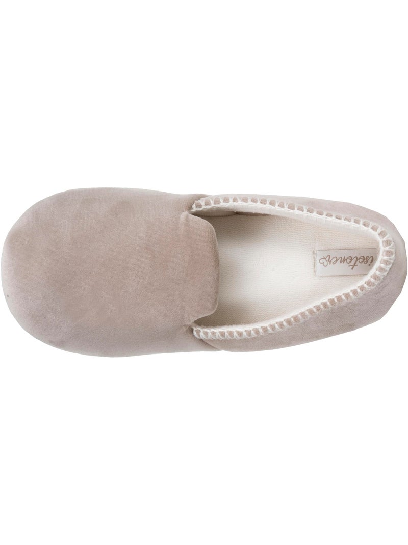 Zapatillas slippers terciopelo, suela de goma antideslizante mujer Isotoner Beige - Kiabi