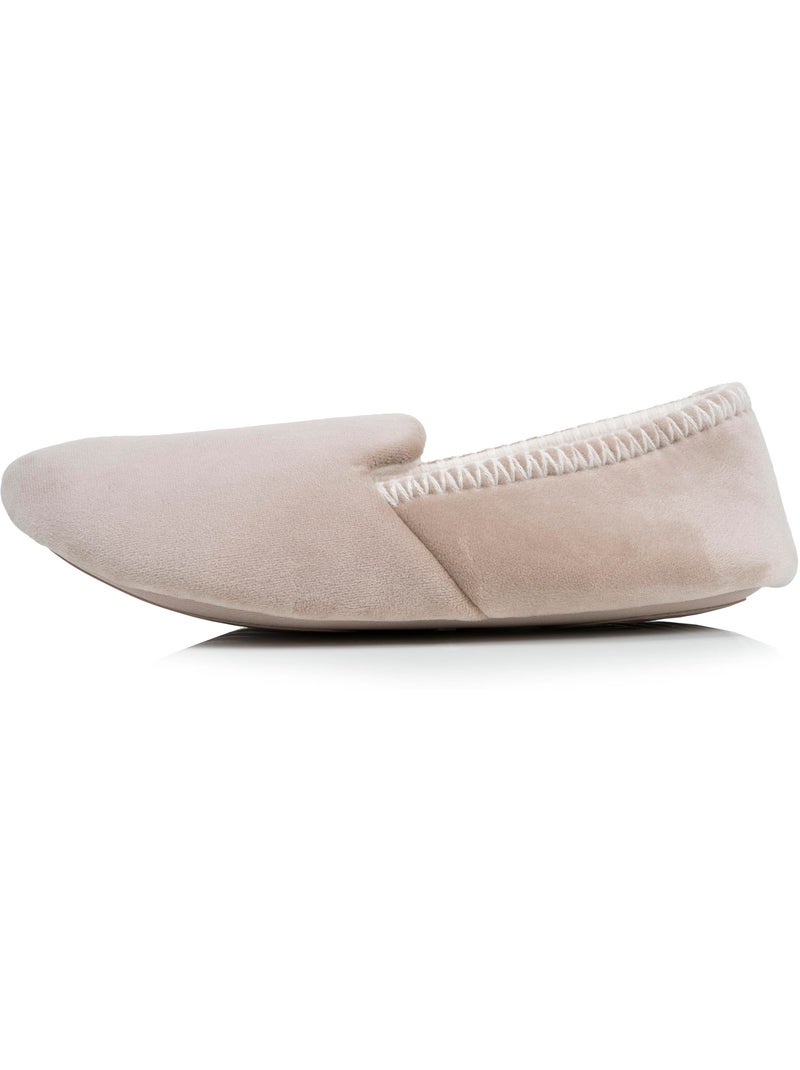 Zapatillas slippers terciopelo, suela de goma antideslizante mujer Isotoner Beige - Kiabi