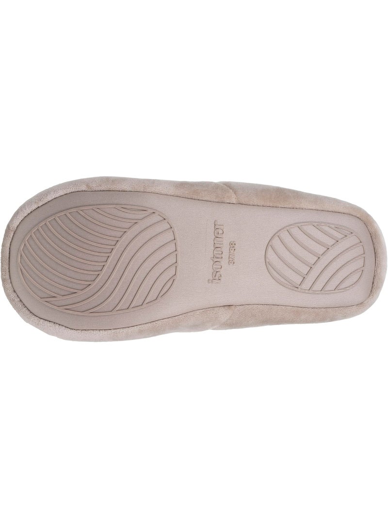 Zapatillas slippers terciopelo, suela de goma antideslizante mujer Isotoner Beige - Kiabi