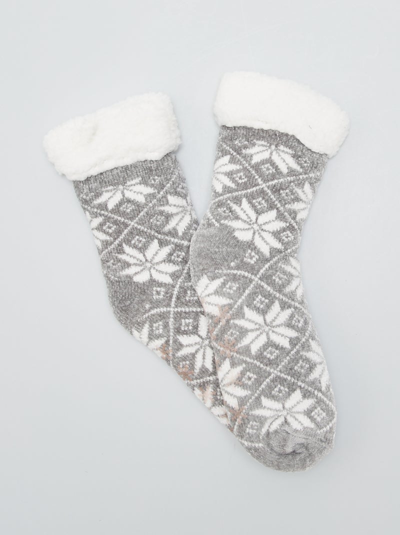 Zapatillas tipo calcetines con estampado GRIS - Kiabi